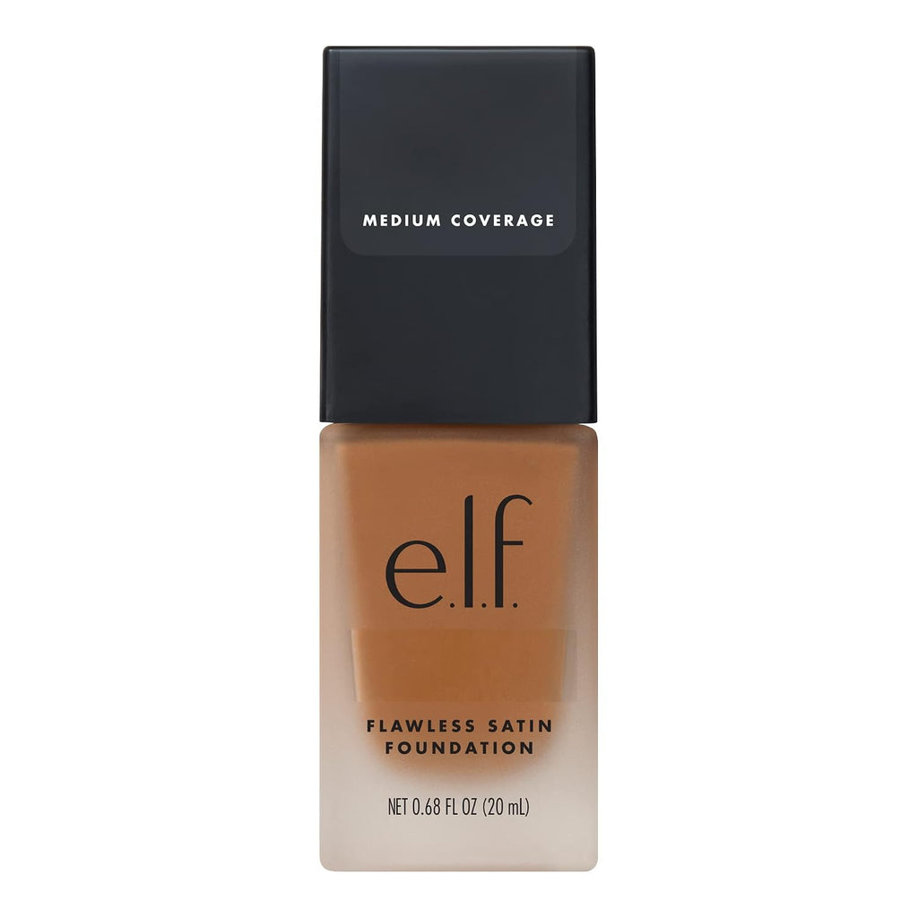 e.l.f. Flawless Satin Foundation. Lightweight & Medium Coverage. Semi-Matte Finish. Vegan & Cruelty-Free. Honey. 0.68 Fl Oz (20mL)