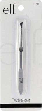 e.l.f. Slant Tweezer. Professional Quality Stainless Steel. Provides a Strong Grip. Removes Hairs Accurately. Shapes. Defines. Easy To Use. Ergonomically-Designed