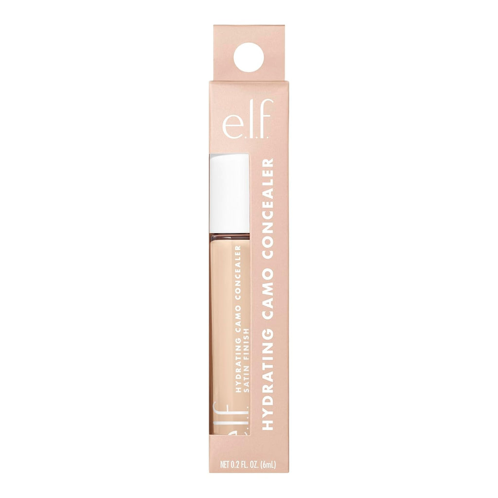 e.l.f. Hydrating Camo Concealer. Full Coverage. Light Ivory | Satin Finish. Under-Eye & Blemish Coverage. Hydrating Formula. Long-Lasting Wear. Non-Creasing. Vegan & Cruelty-Free