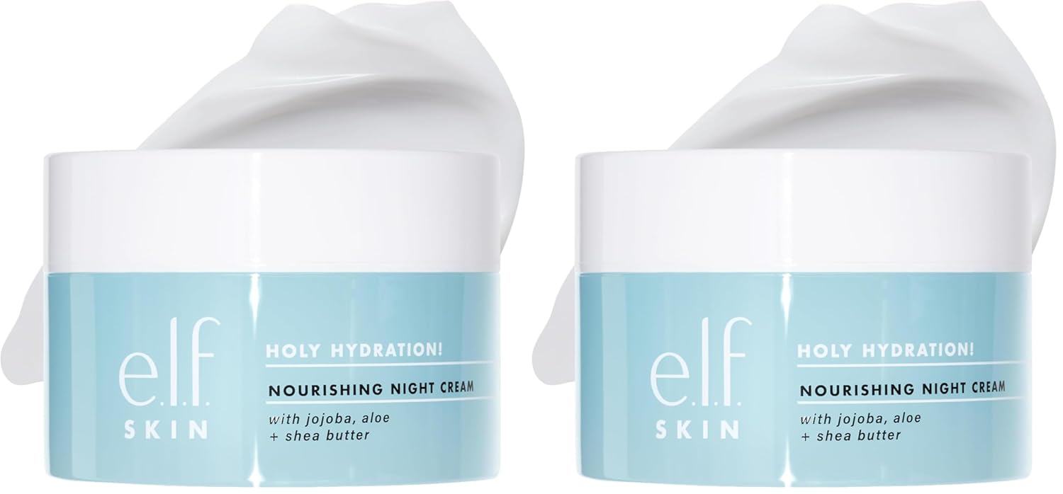 e.l.f. SKIN Holy Hydration! Nourishing Night Cream. Ultra-Hydrating Moisturizer. Infused with Shea Butter. Soothes Skin. 1.76 Oz (Packaging May Vary)