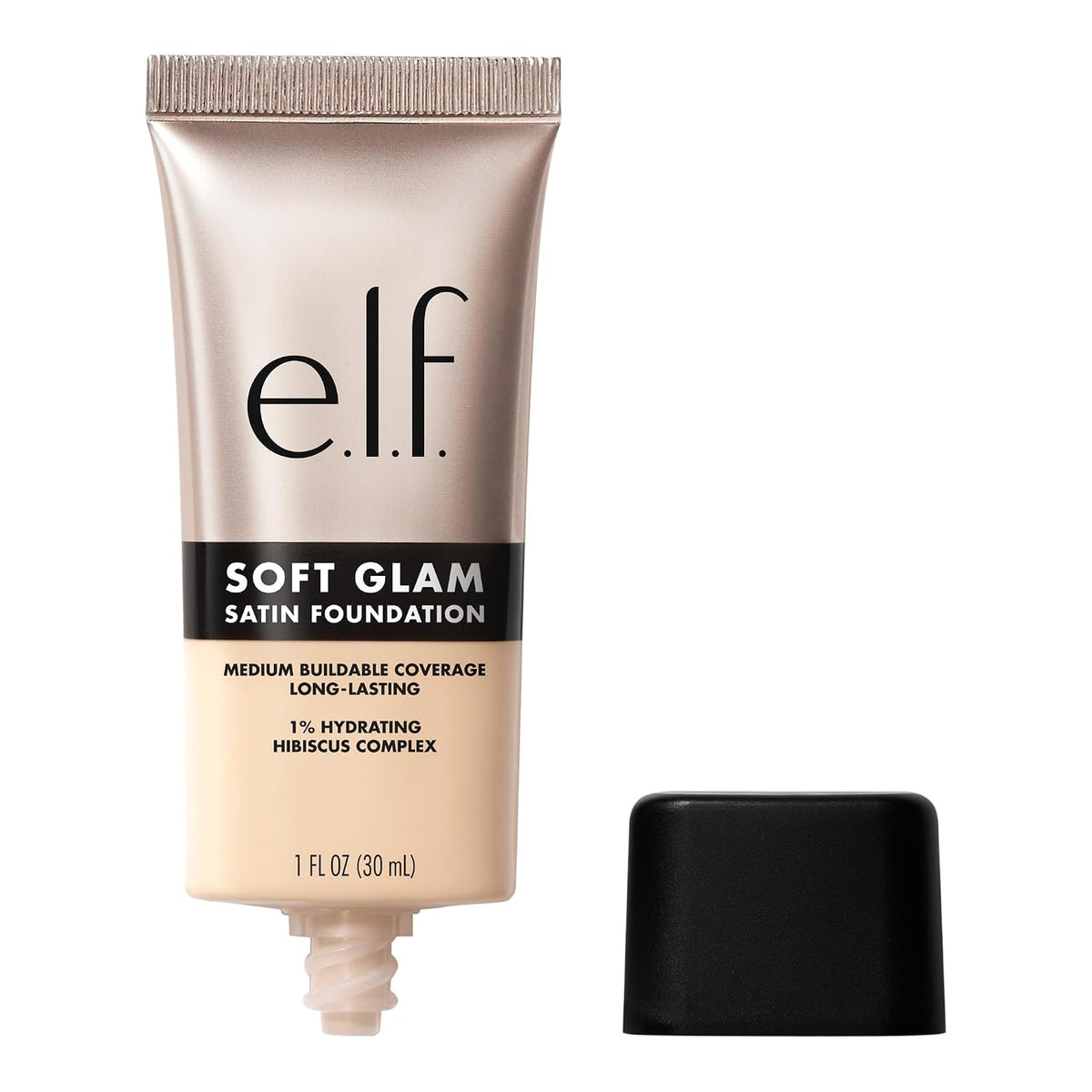 e.l.f. Soft Glam Satin Foundation. Medium Coverage. 40 Tan Warm | Satin Finish. Long-Lasting Wear. Hydrating Hyaluronic Acid & Hibiscus Complex. Blurs Pores. Lightweight. Vegan & Cruelty-Free