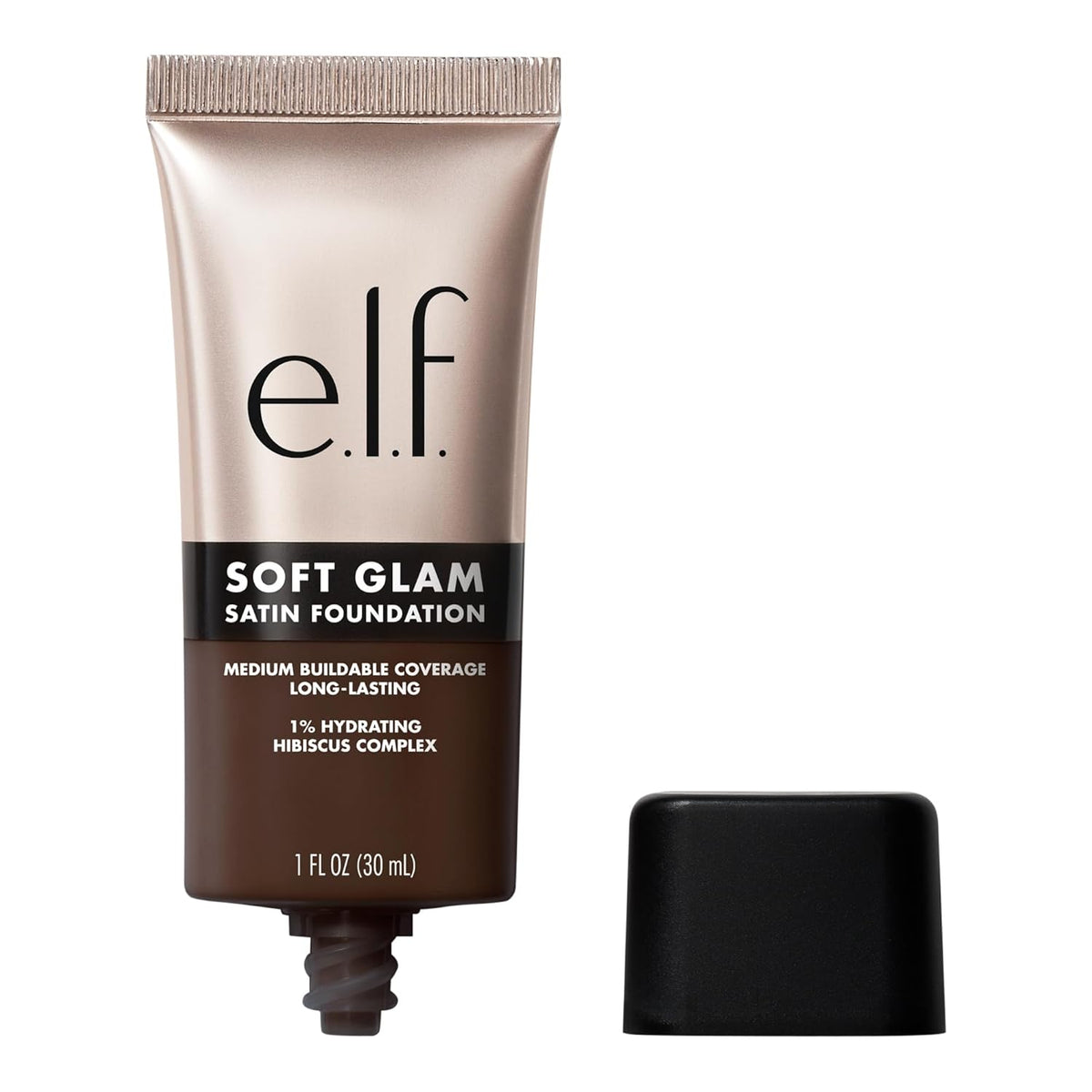 e.l.f. Soft Glam Satin Foundation. Medium Coverage. 40 Tan Warm | Satin Finish. Long-Lasting Wear. Hydrating Hyaluronic Acid & Hibiscus Complex. Blurs Pores. Lightweight. Vegan & Cruelty-Free