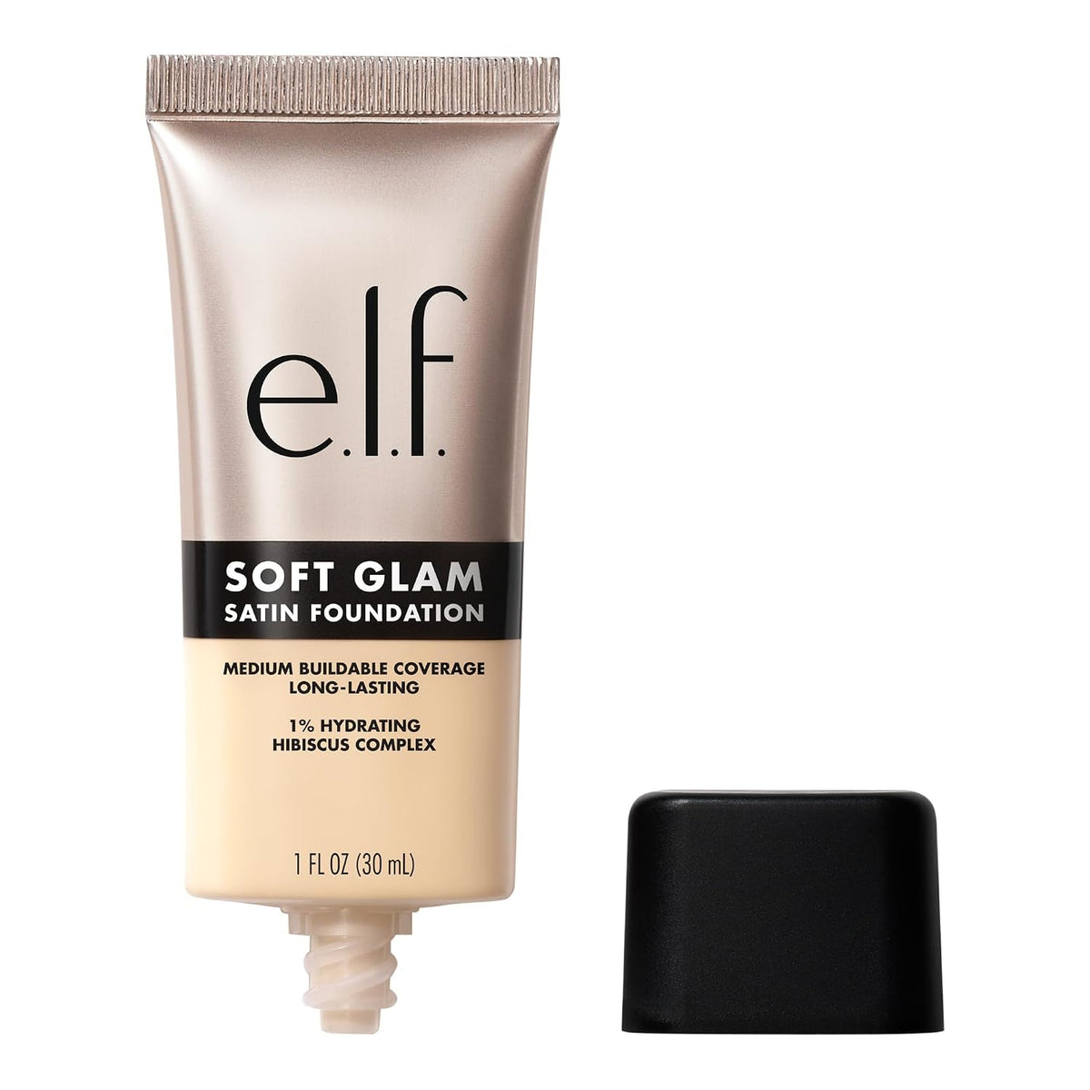 e.l.f. Soft Glam Satin Foundation. Medium Coverage. 60 Rich Cool | Satin Finish. Long-Lasting Wear. Hydrating Hyaluronic Acid & Hibiscus Complex. Blurs Pores. Lightweight. Vegan & Cruelty-Free