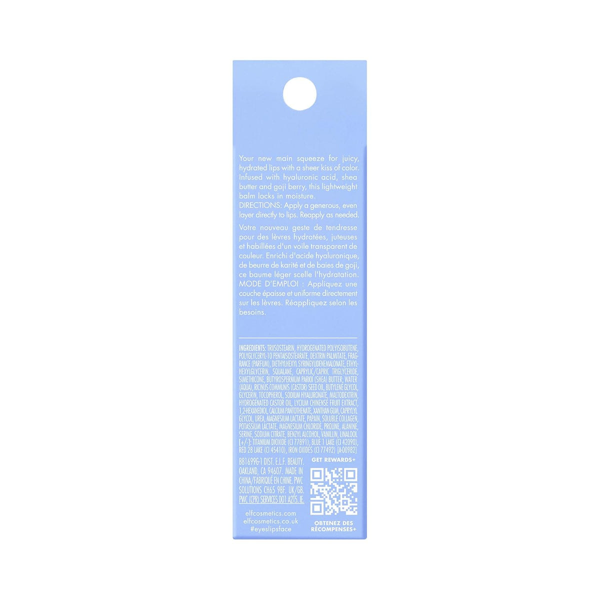 e.l.f. Squeeze Me Lip Balm. Blueberry | Moisturizing Lip Balm For A Sheer Tint Of Color. Infused With Hyaluronic Acid. Vegan & Cruelty-Free
