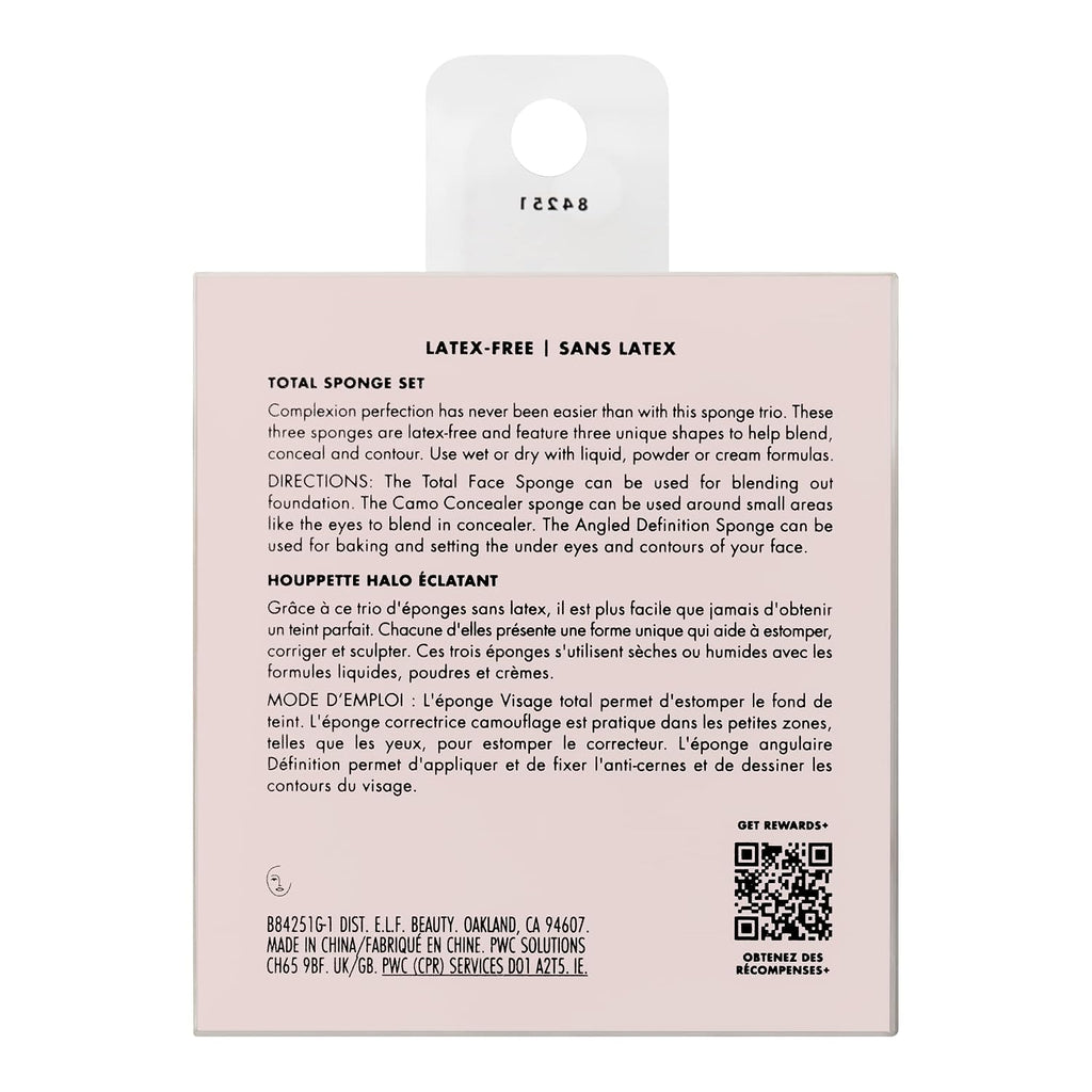 e.l.f. Total Sponge Set. Multi-use Makeup Sponge Set For Flawless Blending. Great For Powder Or Liquid Concealer & Foundation. Vegan & Cruelty-Free