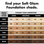 e.l.f. Soft Glam Satin Foundation. Medium Coverage. 40 Tan Warm | Satin Finish. Long-Lasting Wear. Hydrating Hyaluronic Acid & Hibiscus Complex. Blurs Pores. Lightweight. Vegan & Cruelty-Free