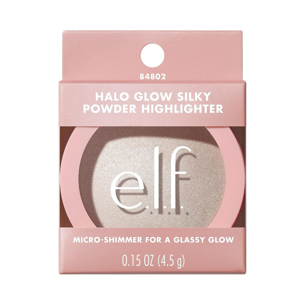 e.l.f. Halo Glow Silky Powder Highlighter. Long-Lasting Luminous Face Finish. Cake-Resistant With Micro-Shimmer. Vegan & Cruelty-Free. Soft Pearl Era