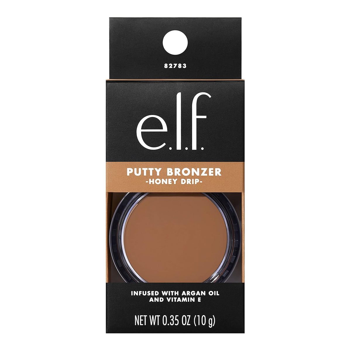 e.l.f. Putty Bronzer. Creamy & Highly Pigmented Formula. Creates a Long-Lasting Bronzed Glow. Infused with Argan Oil & Vitamin E. Honey Drip. 0.35 Oz (10g)