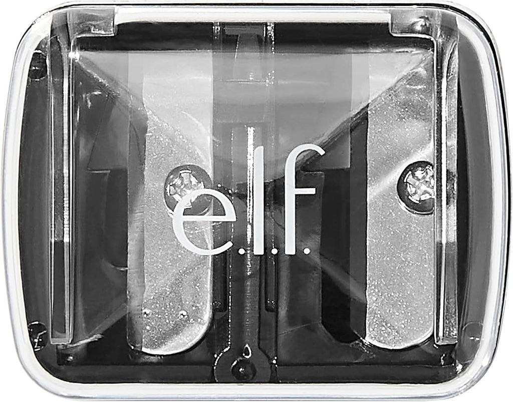 e.l.f.. Dual-Pencil Sharpener. Convenient. Essential Tool. Sharpens. Easy To Clean. Travel-Friendly. Compact. Includes Bonus Small Sharpener