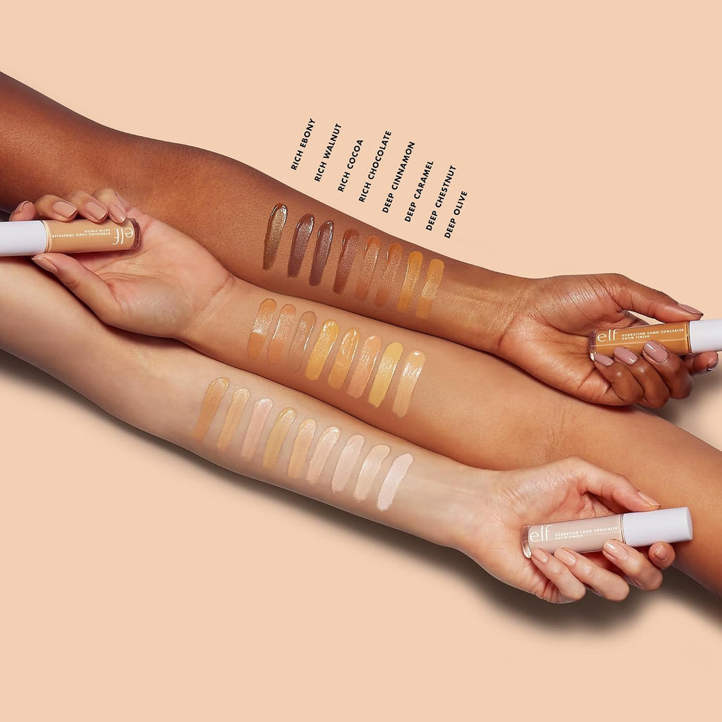 e.l.f. Hydrating Camo Concealer. Full Coverage. Deep Chestnut | Satin Finish. Under-Eye & Blemish Coverage. Hydrating Formula. Long-Lasting Wear. Non-Creasing. Vegan & Cruelty-Free