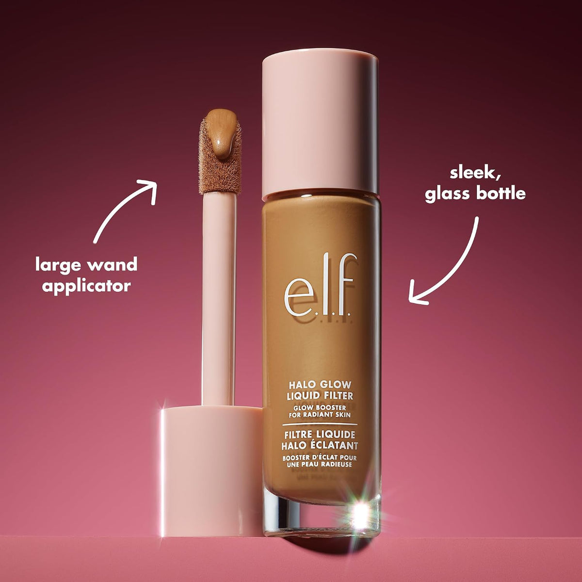 e.l.f. Halo Glow Liquid Filter. Hydrating Complexion Boost. 7 Deep/Rich | Soft Focus. Luminous Natural Glow for Face & Body. Infused with Hyaluronic Acid & Squalene. Vegan & Cruelty-Free