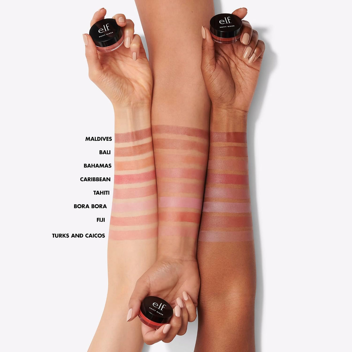 e.l.f. Putty Blush. Creamy & High-Pigment Formula For A Natural Glow. Delivers A Semi-Matte & Powder Finish. Vegan & Cruelty-Free. Bahamas
