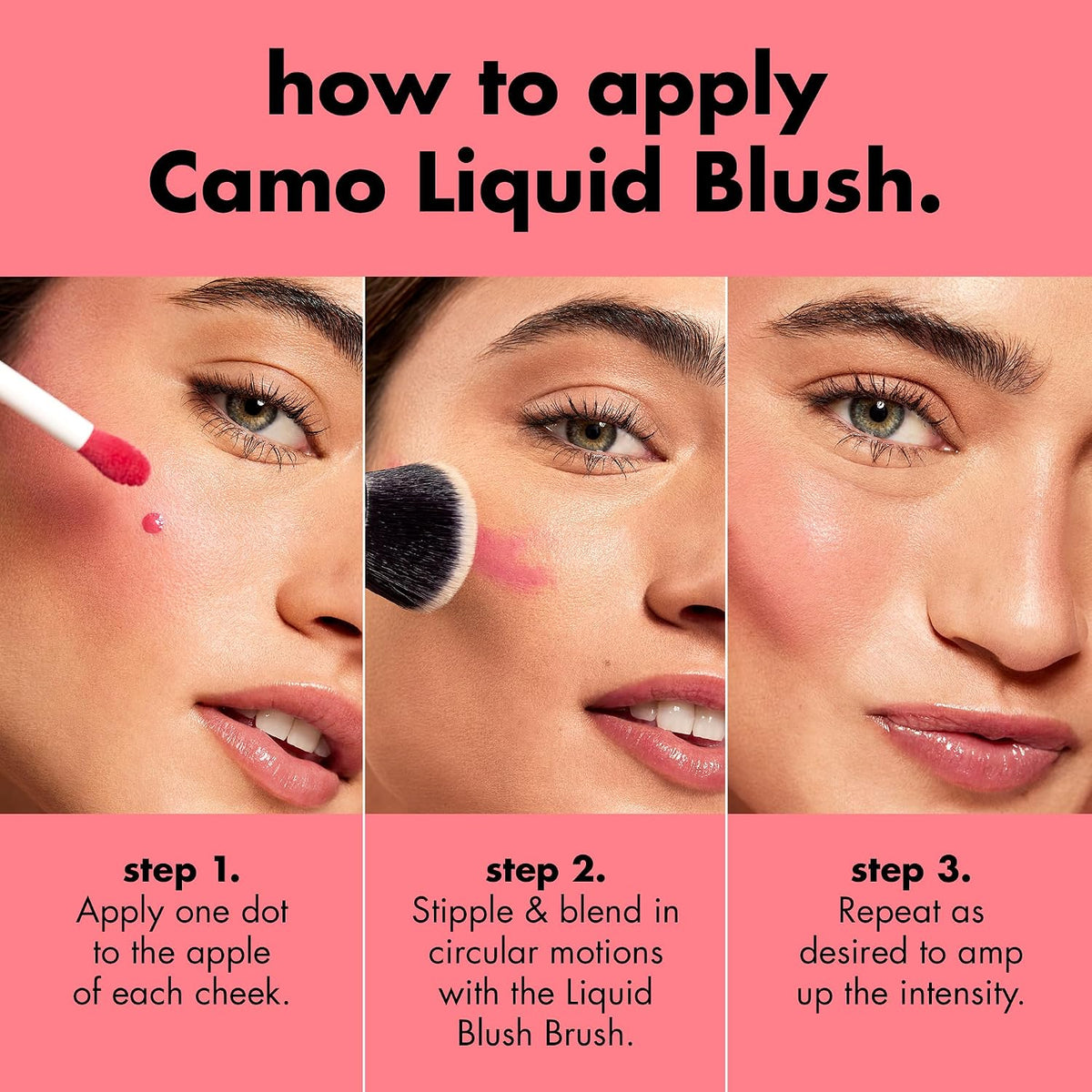 e.l.f. Camo Liquid Blush. Buildable & Blendable. Suave Mauve | Lightweight Liquid Formula. Long-Lasting Wear. High-Pigment Color. Smooth Application. Buildable. Vegan & Cruelty-Free