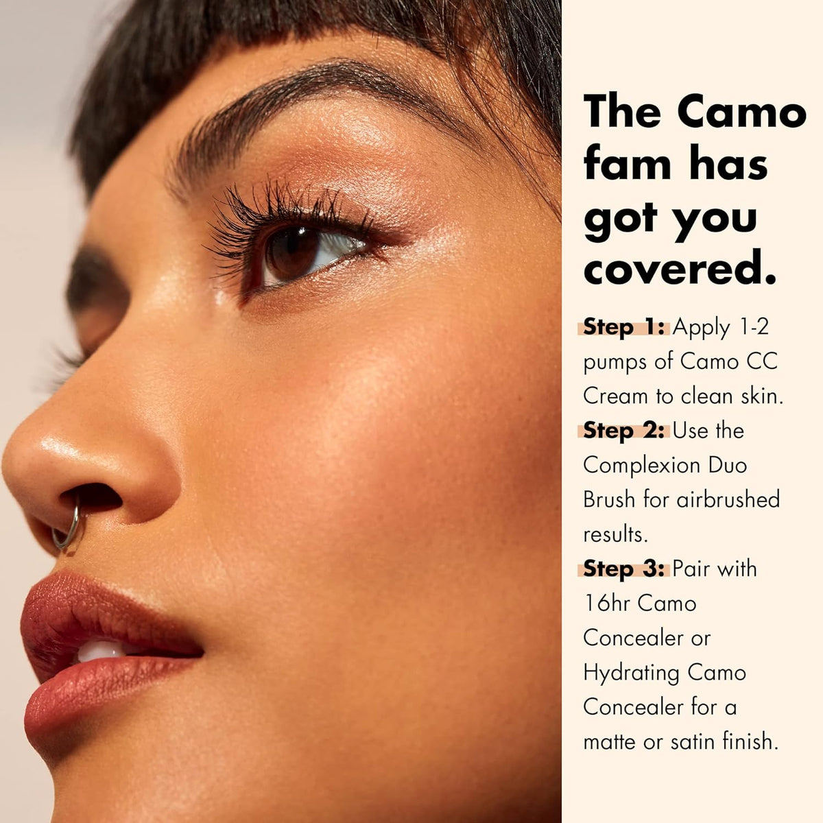 e.l.f. Camo CC Cream. SPF 30 Color-Correcting Medium-To-Full Coverage Face Foundation. Delivers An Airbrushed Finish. Vegan & Cruelty-Free. Fair 125 C